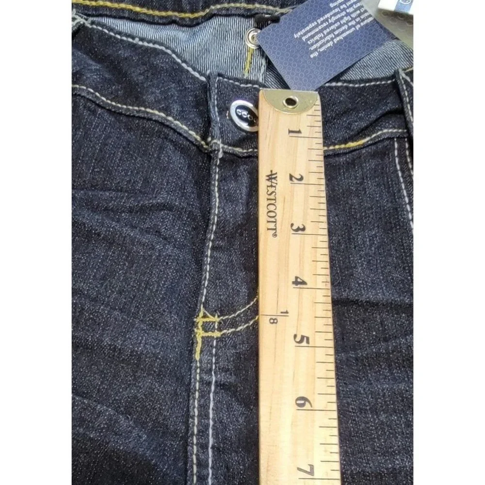 Coogi Women's Skinny Jeans Denim Faux Leather Pocket Blue Size 14W NEW with Tags